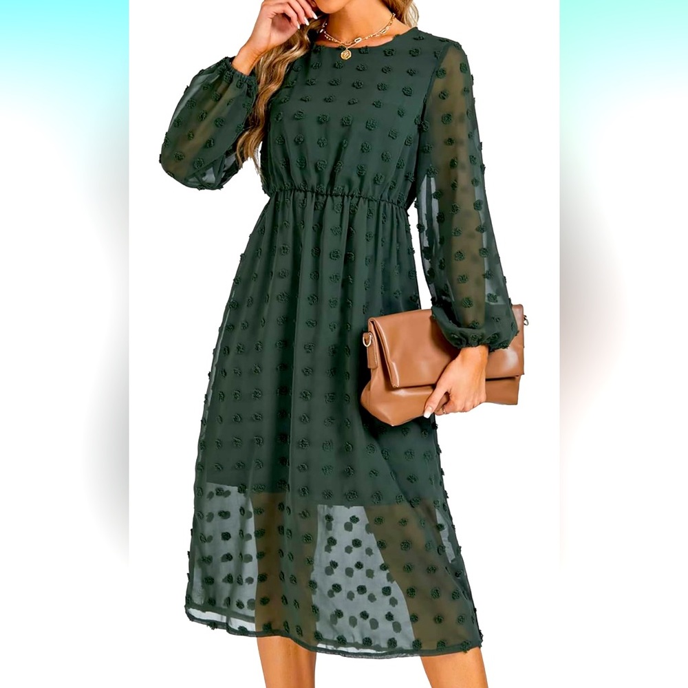 Forest green chiffon dress